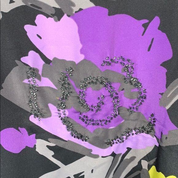 Elle Womens Shift Dress Silky Sleeveless Floral Summer Black Purple Small - Picture 7 of 10